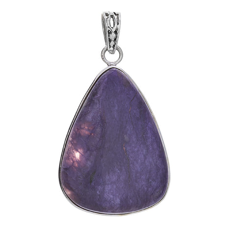 56-69 mm Charoite Teardrop Sterling Silver Pendant - Magick Magick.com