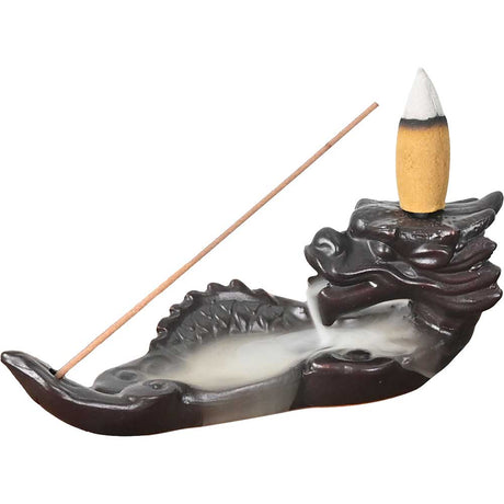 5.25" Ceramic Backflow Incense Burner - Sleeping Dragon - Magick Magick.com