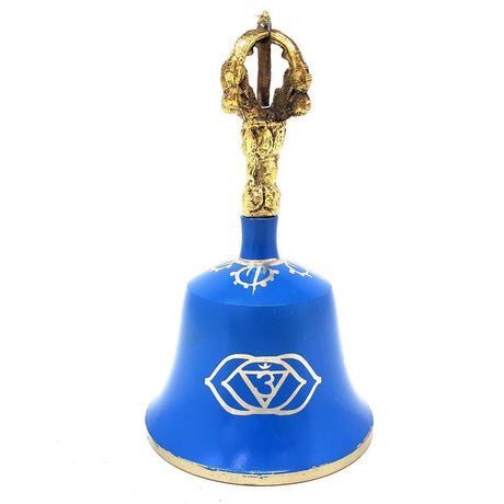 5.5" Blue Third Eye Tibetan Hand Bell (Note "E") - Magick Magick.com