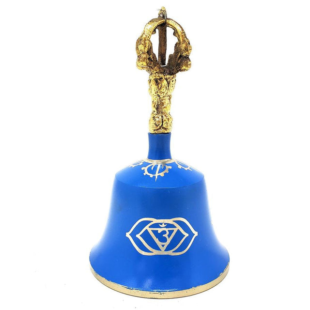 5.5" Blue Third Eye Tibetan Hand Bell (Note "E") - Magick Magick.com