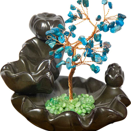 5.5" Ceramic Backflow Incense Burner - Apatite Gem Tree - Magick Magick.com