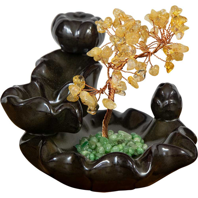 5.5" Ceramic Backflow Incense Burner - Citrine Gem Tree - Magick Magick.com