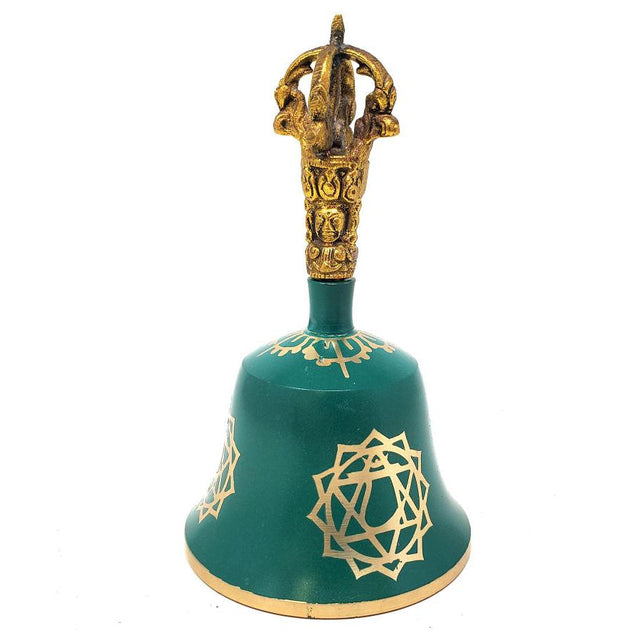 5.5" Green Heart Tibetan Hand Bell (Note "D") - Magick Magick.com