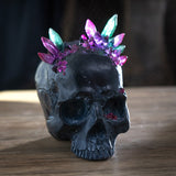 5.6" Black Skull with Crystals Statue - Magick Magick.com