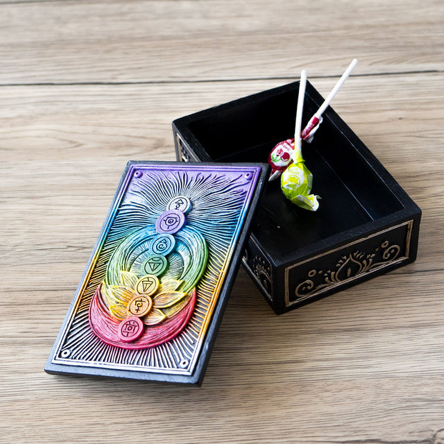 5.6" Rainbow Chakra Tarot Display Box - Magick Magick.com