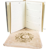 5.75" x 8.25" Vegan Leather Crystal Journal with Bag - Moon Phases - Magick Magick.com