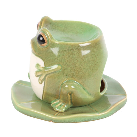 5.8" Frog on Lily Ceramic Oil Burner - Magick Magick.com