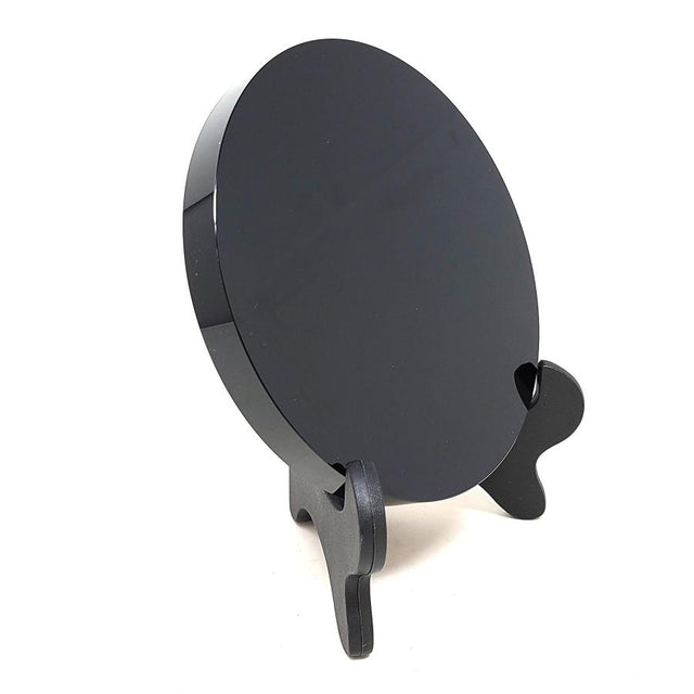 5.9" Black Obsidian Scrying Mirror with Stand - Magick Magick.com