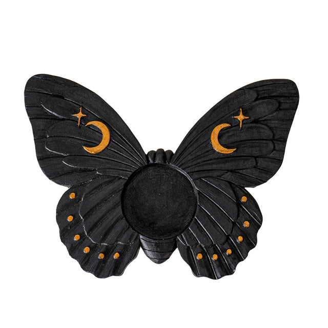 6" Black Moth Tealight Candle Holder - Magick Magick.com