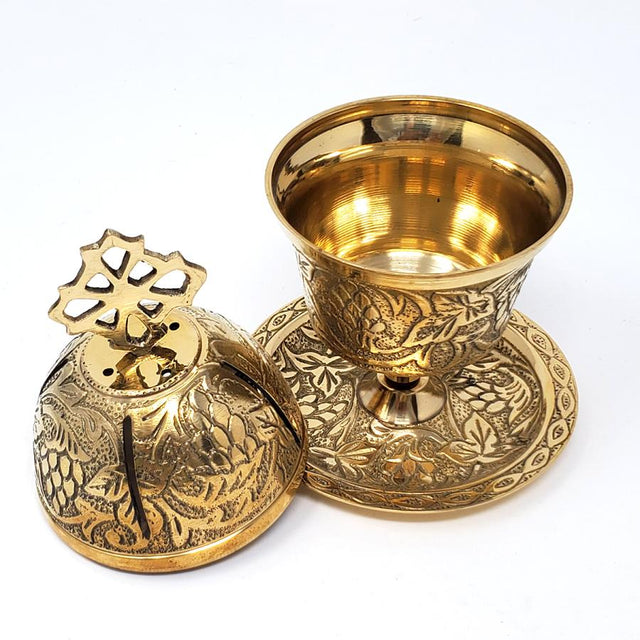 6" Brass Carved Stick & Cone Burner or Candle Holder - Magick Magick.com