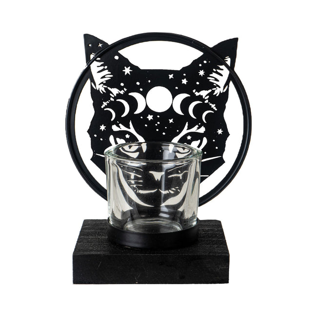 6" Celestial Cat Tealight Candle Holder - Magick Magick.com