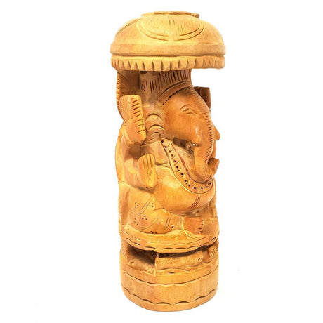 6" Ganesh Hand Carved Wood Statue - Magick Magick.com