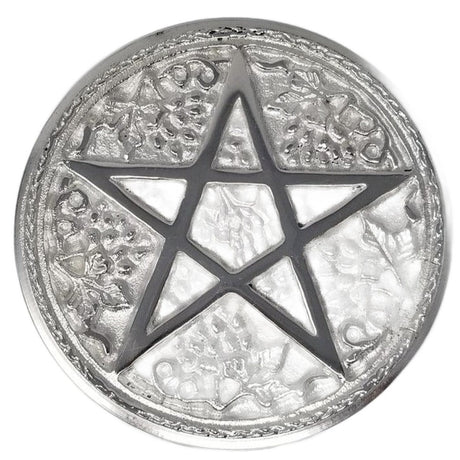 6" Silver Plated Solid Brass Pentagram Altar Tile - Magick Magick.com