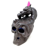 6" Skull with Dragon Backflow Cone Incense Burner - Magick Magick.com