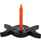 6" Soapstone Mini Candle Holder - Triple Moon Pentacle - Magick Magick.com