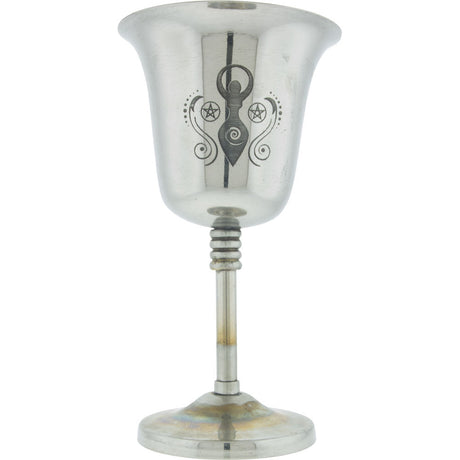 6" Stainless Steel Chalice / Goblet - Engraved Goddess - Magick Magick.com
