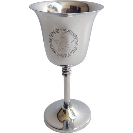6" Stainless Steel Chalice / Goblet - Engraved Pentacle - Magick Magick.com