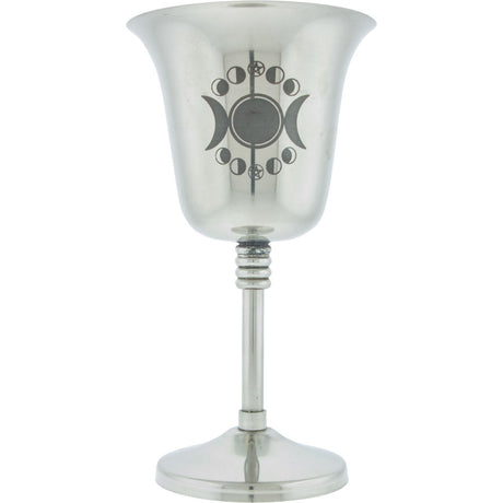 6" Stainless Steel Chalice / Goblet - Engraved Triple Moon - Magick Magick.com