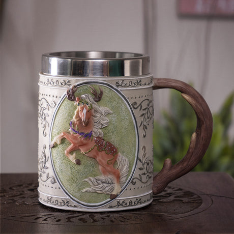 6" Stainless Steel Rim Mug - Forest Tankard - Magick Magick.com