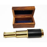 6" Telescope with Brass Inlaid Wooden Box - Magick Magick.com