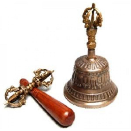 6" Tibetan Hand Bell with Dorji - Magick Magick.com