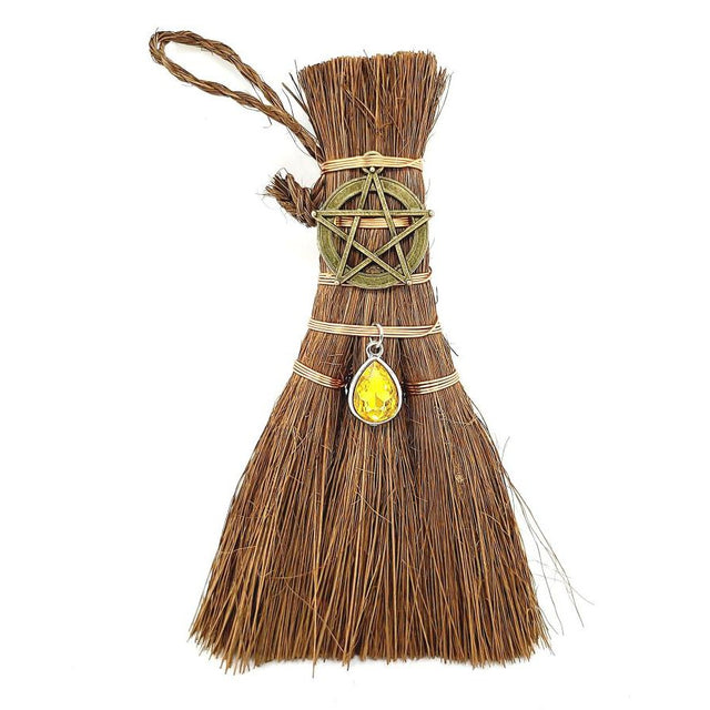 6" Wicca Broom - Pentagram with Citrine - Magick Magick.com