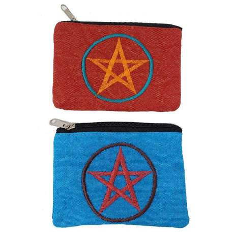 6" x 4" Pentagram Embroidered Cotton Coin Purse - Magick Magick.com