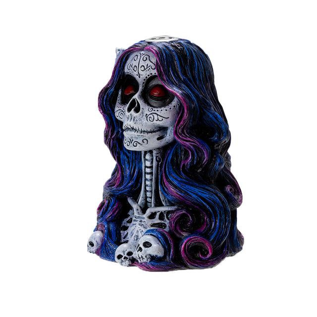 6.2" Day of the Dead Senorita Backflow Incense Burner