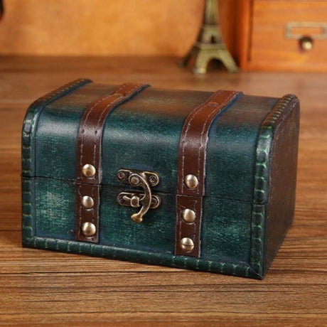 6.25" Green Antique Wooden Chest - Magick Magick.com