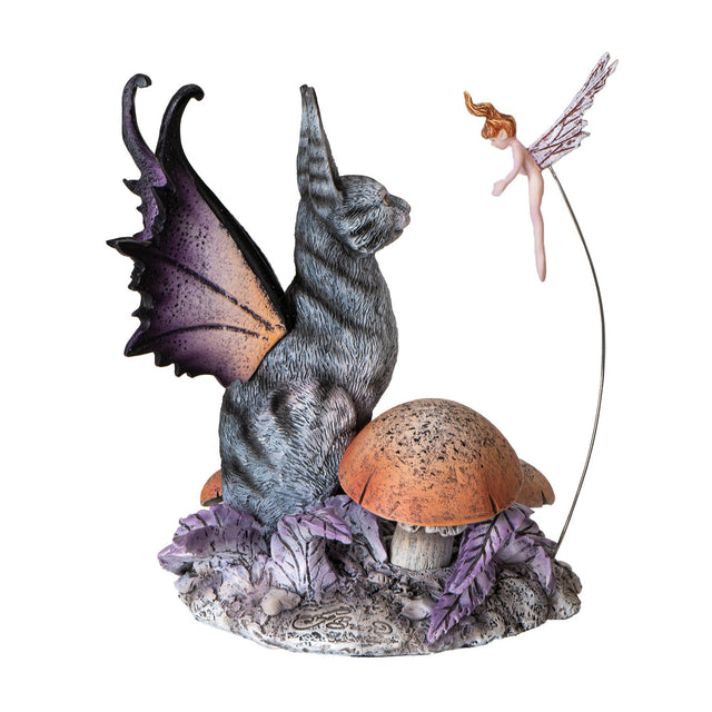 6.3" Amy Brown Cat Fairy Curious Encounter Statue - Magick Magick.com