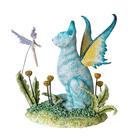 6.3" Amy Brown Fairy Statue - Blue Fairy Cat - Magick Magick.com