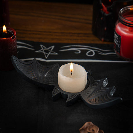 6.5" Black Bat Tealight Candle Holder - Magick Magick.com