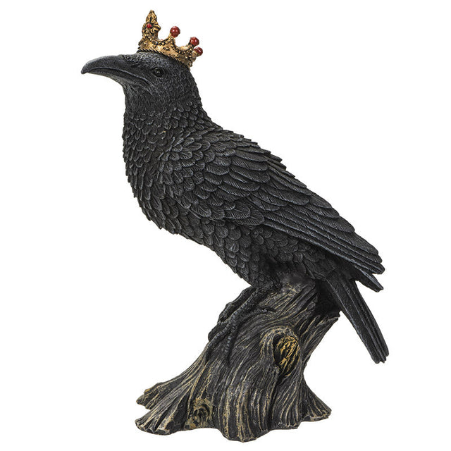 6.5" Crowned Raven on Stump Statue - Magick Magick.com