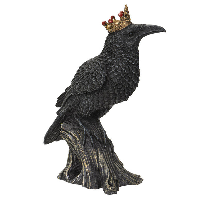 6.5" Crowned Raven on Stump Statue - Magick Magick.com