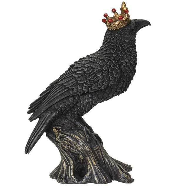 6.5" Crowned Raven on Stump Statue - Magick Magick.com