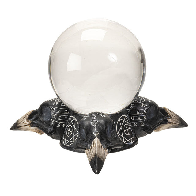 6.5" Raven Skulls Crystal Ball - Magick Magick.com