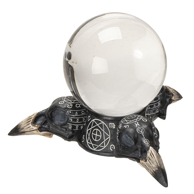 6.5" Raven Skulls Crystal Ball - Magick Magick.com