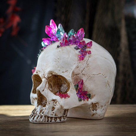 6.8" Skull with Crystals Statue - Magick Magick.com