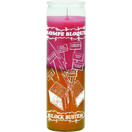 7 Day Glass Candle 2 Color Block Buster - Pink / Gold - Magick Magick.com