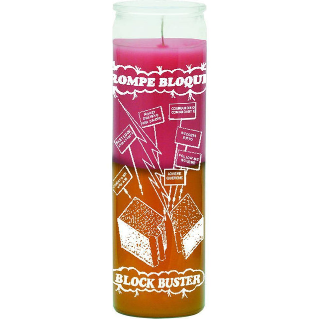 7 Day Glass Candle 2 Color Block Buster - Pink / Gold - Magick Magick.com