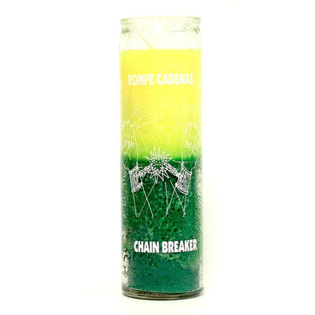 7 Day Glass Candle 2 Color Chain Breaker - Yellow / Green - Magick Magick.com