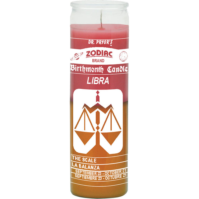 7 Day Glass Candle 2 Color Zodiac Libra - Pink / Orange - Magick Magick.com