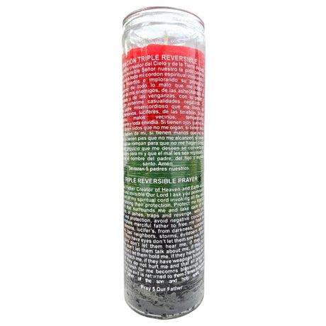 7 Day Glass Candle 3 Color Triple Action Reversible - Red / Green / Black - Magick Magick.com