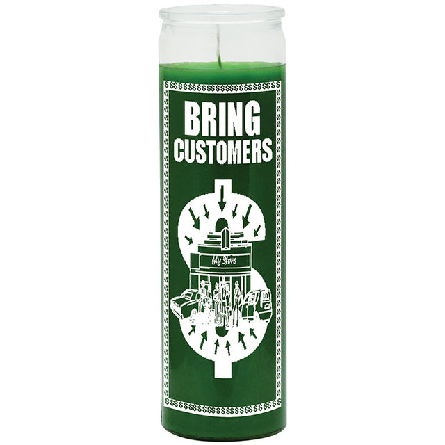 7 Day Glass Candle Bring Customers - Green - Magick Magick.com