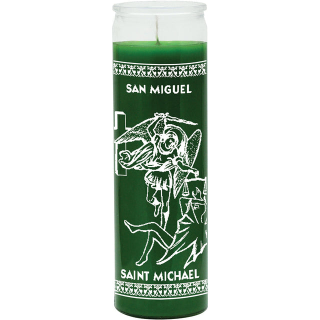 7 Day Glass Candle St. Michael - Green - Magick Magick.com