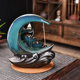 7" Moon Ceramic Backflow Cone Incense Burner - Magick Magick.com