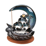 7" Moon Ceramic Backflow Cone Incense Burner - Magick Magick.com