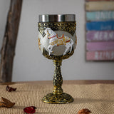 7" Resin & Stainless Steel Chalice / Goblet - Royal Holiday Horse - Magick Magick.com