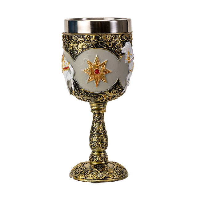 7" Resin & Stainless Steel Chalice / Goblet - Royal Holiday Horse - Magick Magick.com