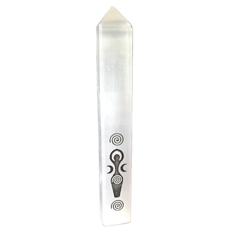 7" Selenite Goddess of Earth Obelisk Tower - Magick Magick.com